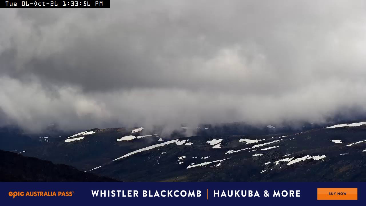 Perisher Mt Kosciuszko snow cam captured at 6 October 2026 at 1:36 pm AEDT