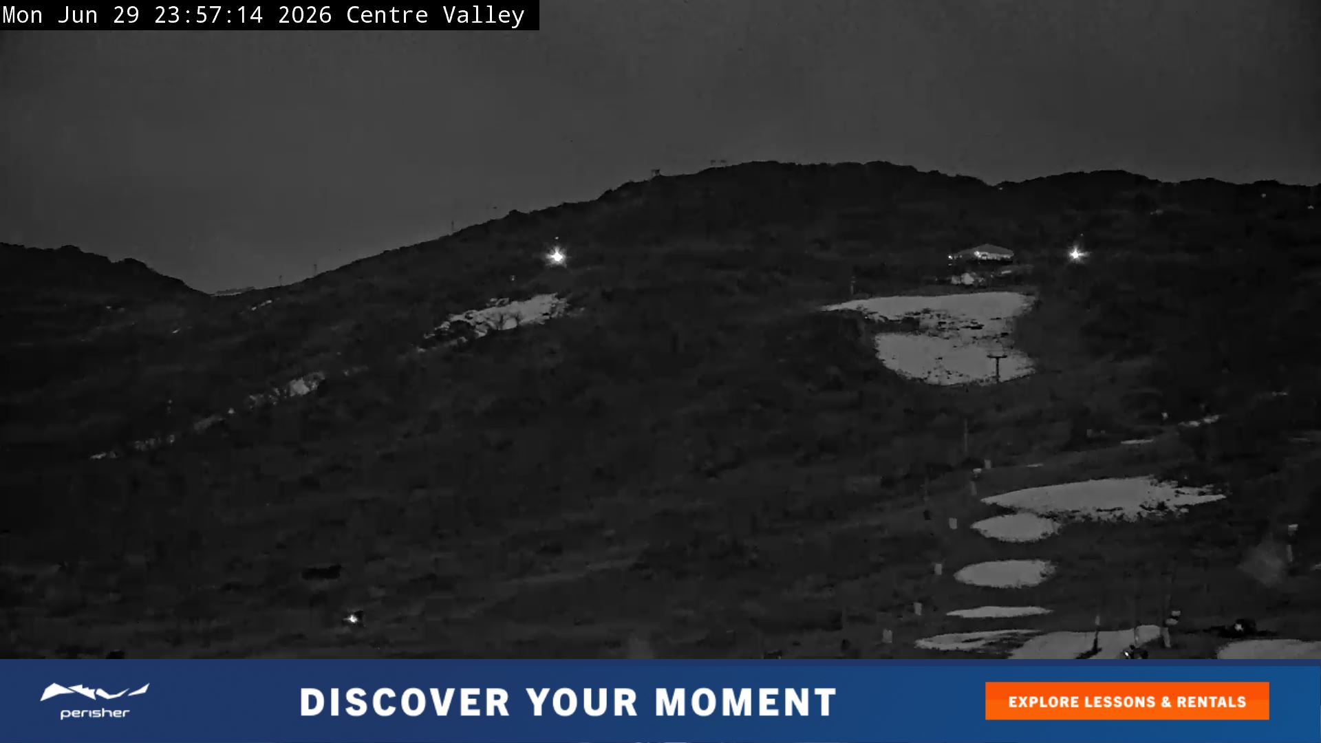 Perisher Centre Valley and Mt Perisher snow cam captured at 29 June 2026 at 11:59 pm AEST