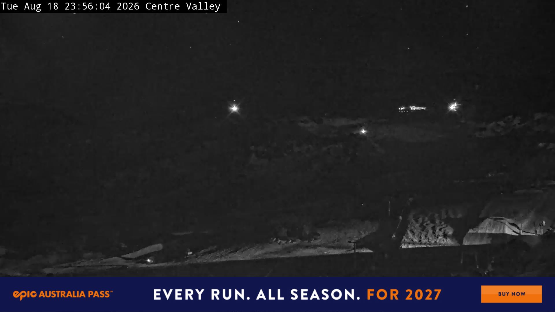 Perisher Centre Valley and Mt Perisher snow cam captured at 18 August 2026 at 11:59 pm AEST