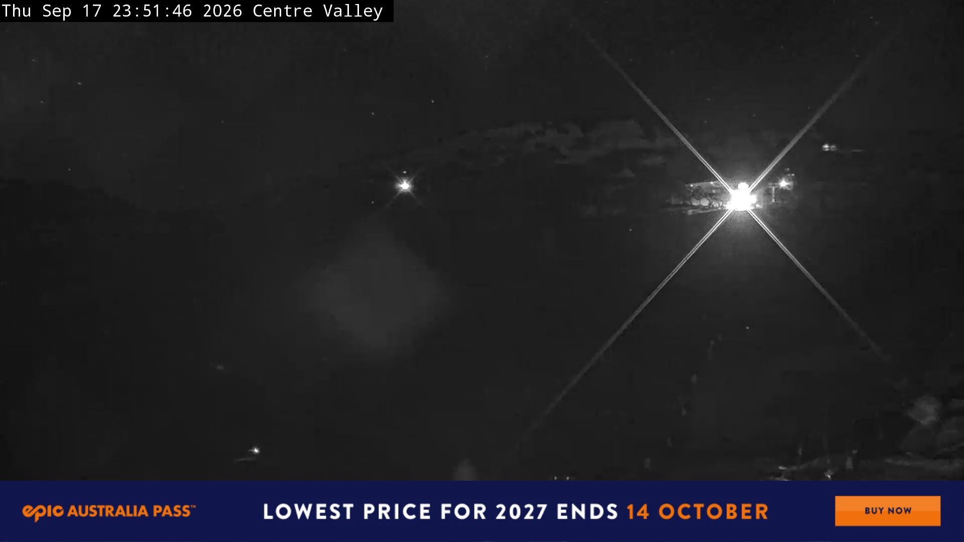 Perisher Centre Valley and Mt Perisher snow cam captured at 17 September 2026 at 11:59 pm AEST