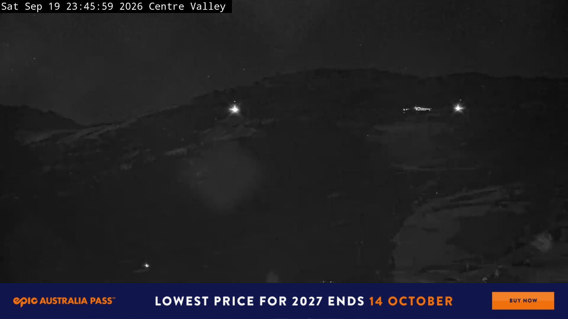 Perisher Centre Valley and Mt Perisher snow cam captured at 19 September 2026 at 11:55 pm AEST