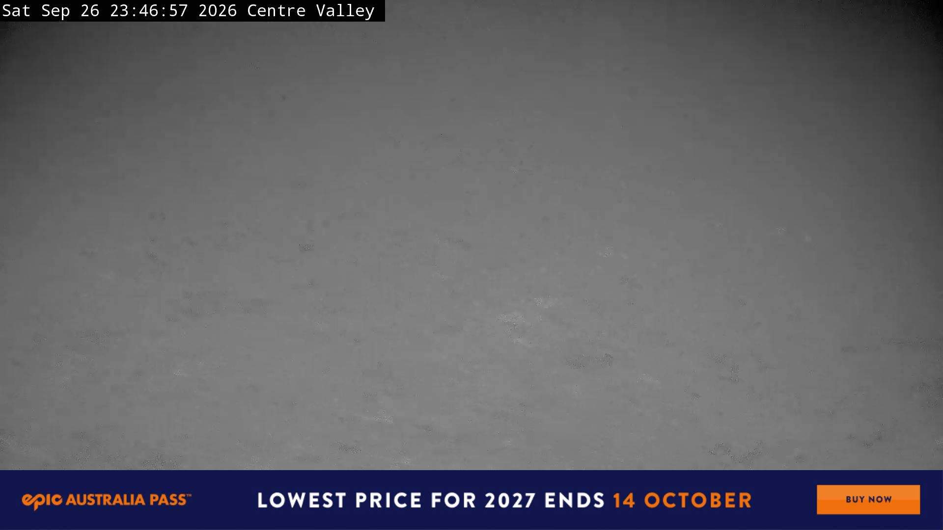Perisher Centre Valley and Mt Perisher snow cam captured at 26 September 2026 at 11:52 pm AEST