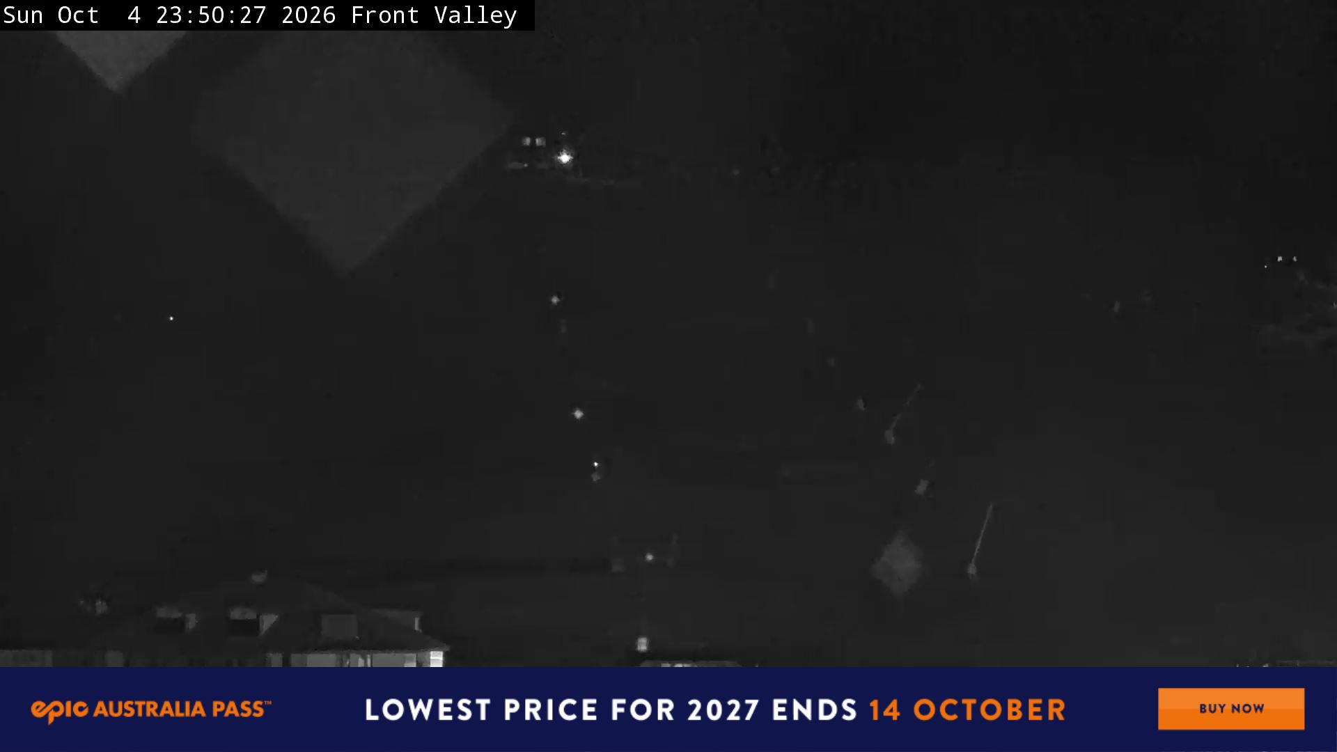 Perisher Centre Valley and Mt Perisher snow cam captured at 4 October 2026 at 11:50 pm AEDT