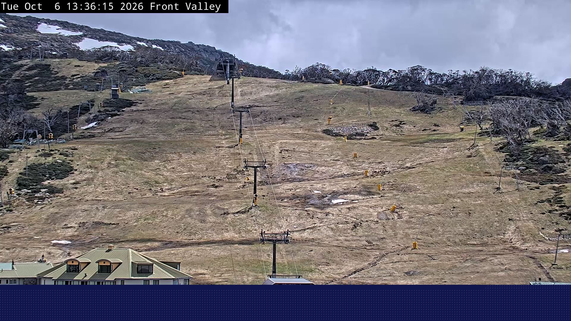 Perisher Centre Valley and Mt Perisher snow cam captured at 6 October 2026 at 1:36 pm AEDT
