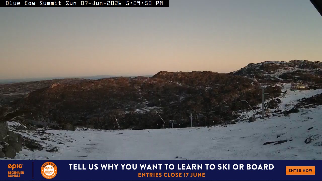 Perisher Blue Cow Summit snow cam captured at 7 June 2026 at 11:05 pm AEST