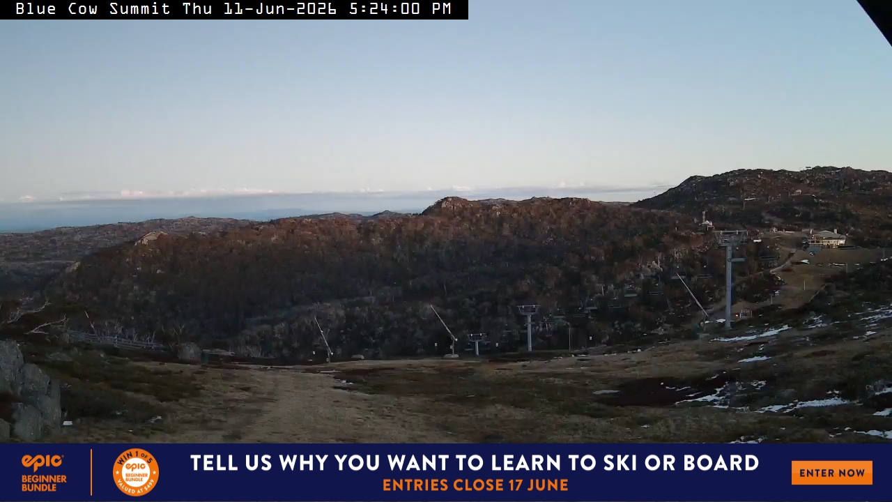 Perisher Blue Cow Summit snow cam captured at 11 June 2026 at 5:26 pm AEST