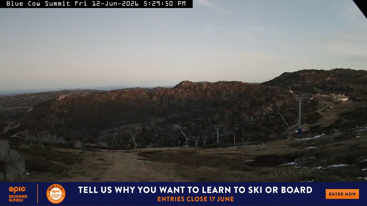 Perisher Blue Cow Summit snow cam captured at 12 June 2026 at 5:32 pm AEST