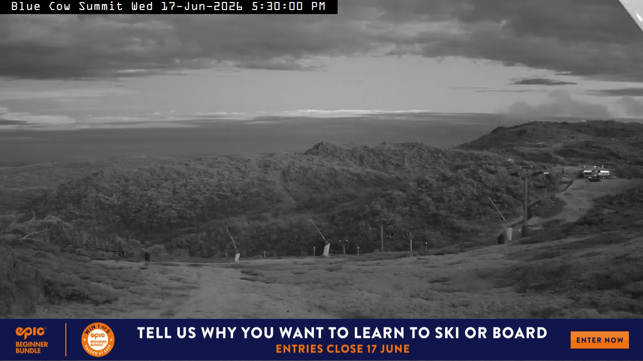 Perisher Blue Cow Summit snow cam captured at 17 June 2026 at 5:30 pm AEST