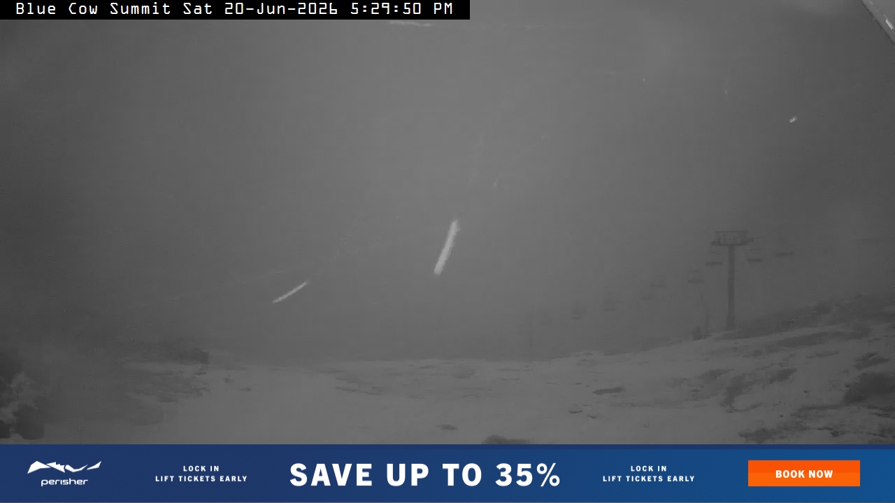 Perisher Blue Cow Summit snow cam captured at 20 June 2026 at 5:30 pm AEST