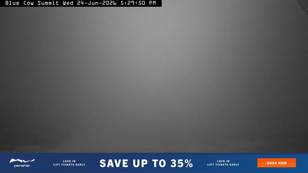 Perisher Blue Cow Summit snow cam captured at 24 June 2026 at 5:34 pm AEST