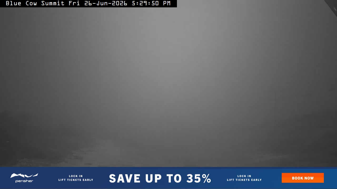 Perisher Blue Cow Summit snow cam captured at 26 June 2026 at 5:34 pm AEST