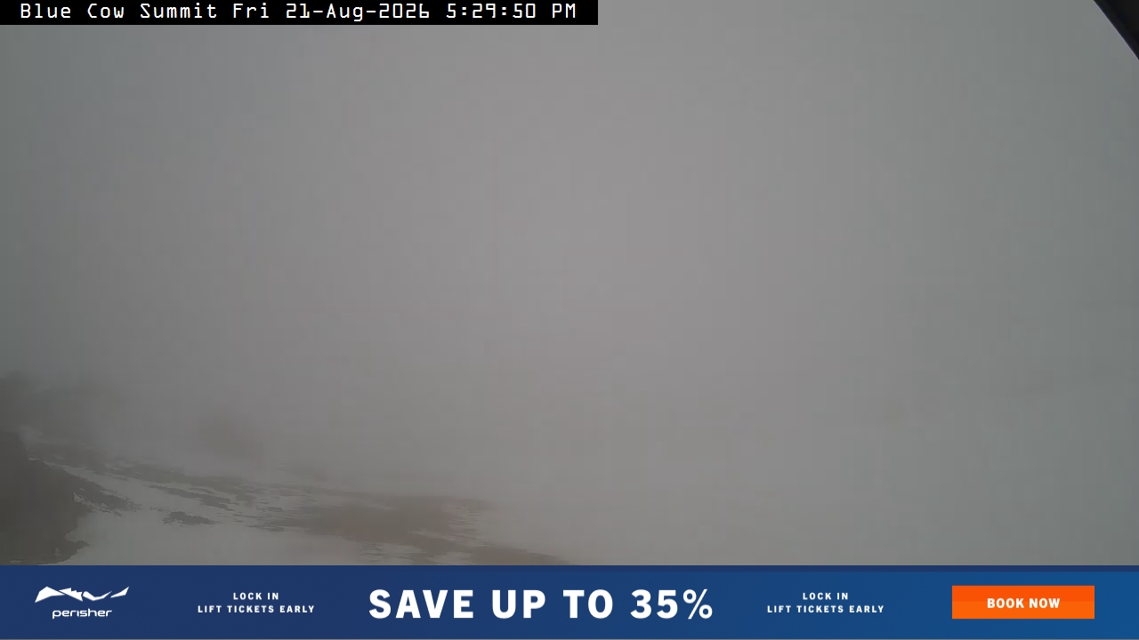 Perisher Blue Cow Summit snow cam captured at 21 August 2026 at 5:35 pm AEST