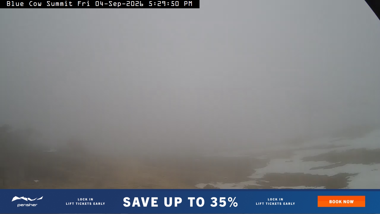 Perisher Blue Cow Summit snow cam captured at 4 September 2026 at 5:30 pm AEST