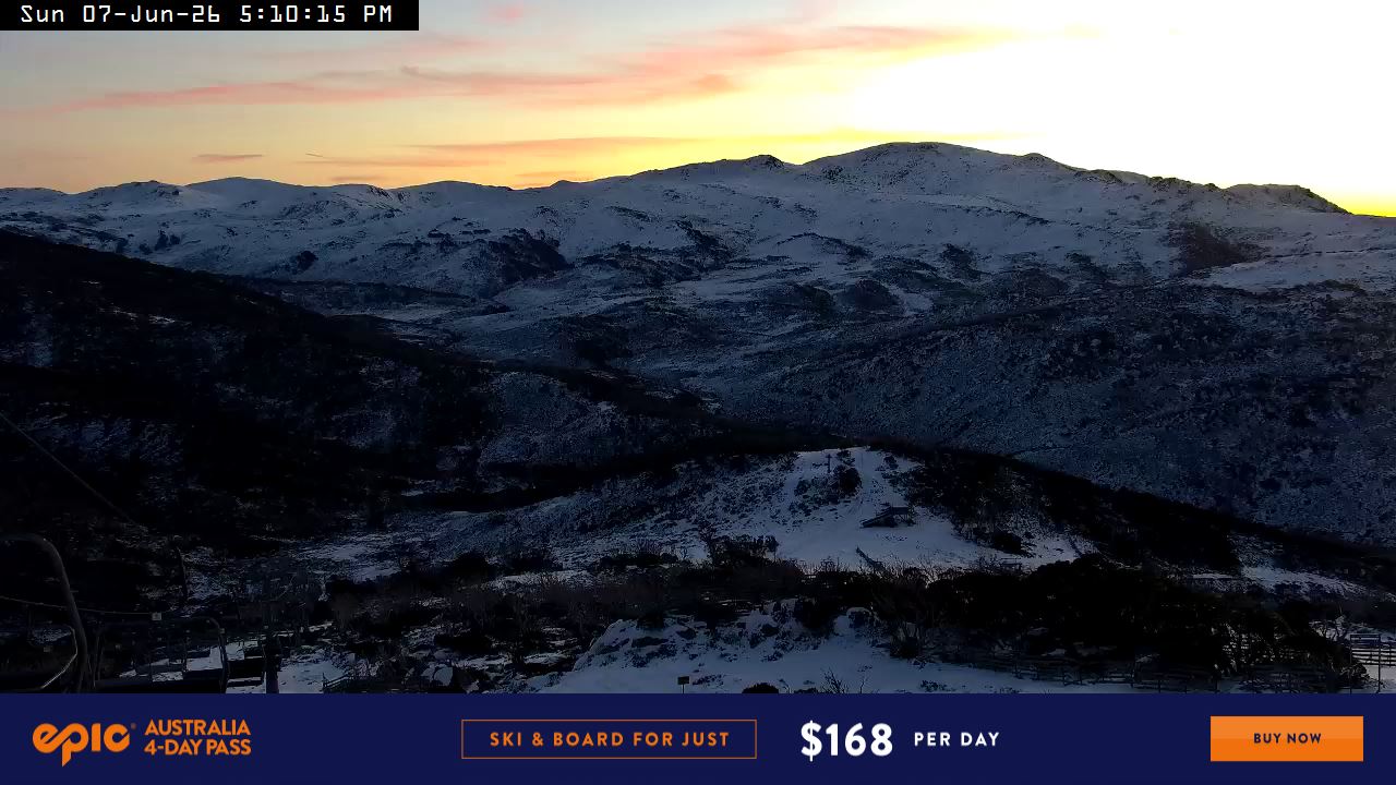 Perisher Top of Freedom snow cam captured at 7 June 2026 at 11:05 pm AEST