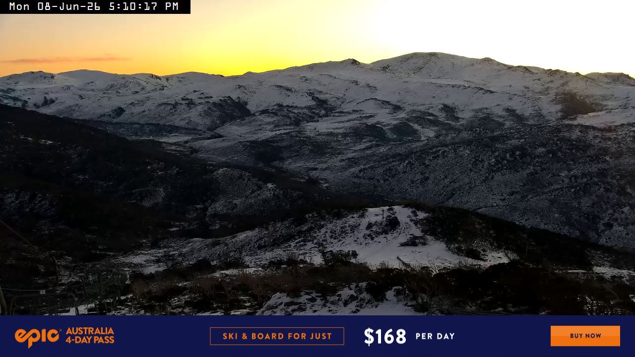 Perisher Top of Freedom snow cam captured at 8 June 2026 at 5:59 pm AEST