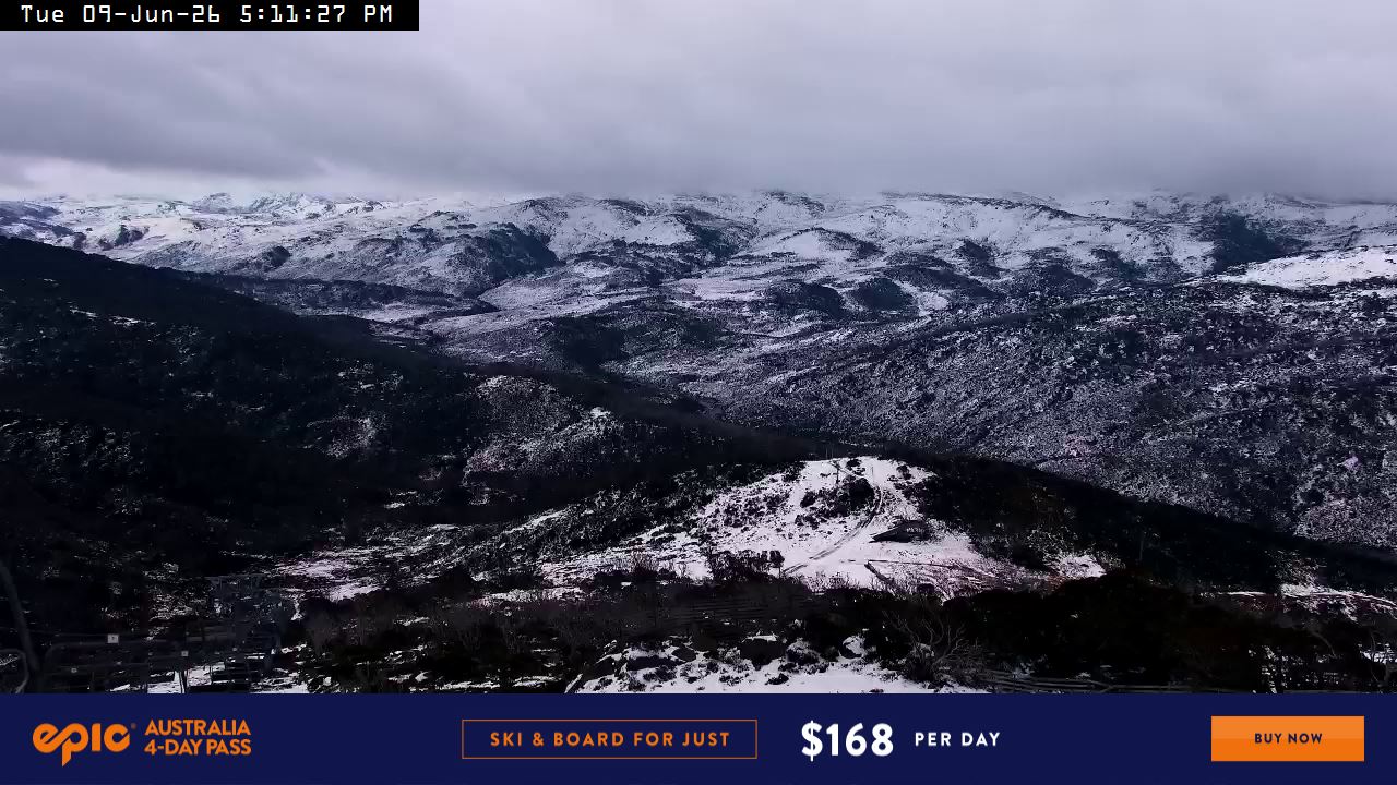 Perisher Top of Freedom snow cam captured at 9 June 2026 at 5:16 pm AEST