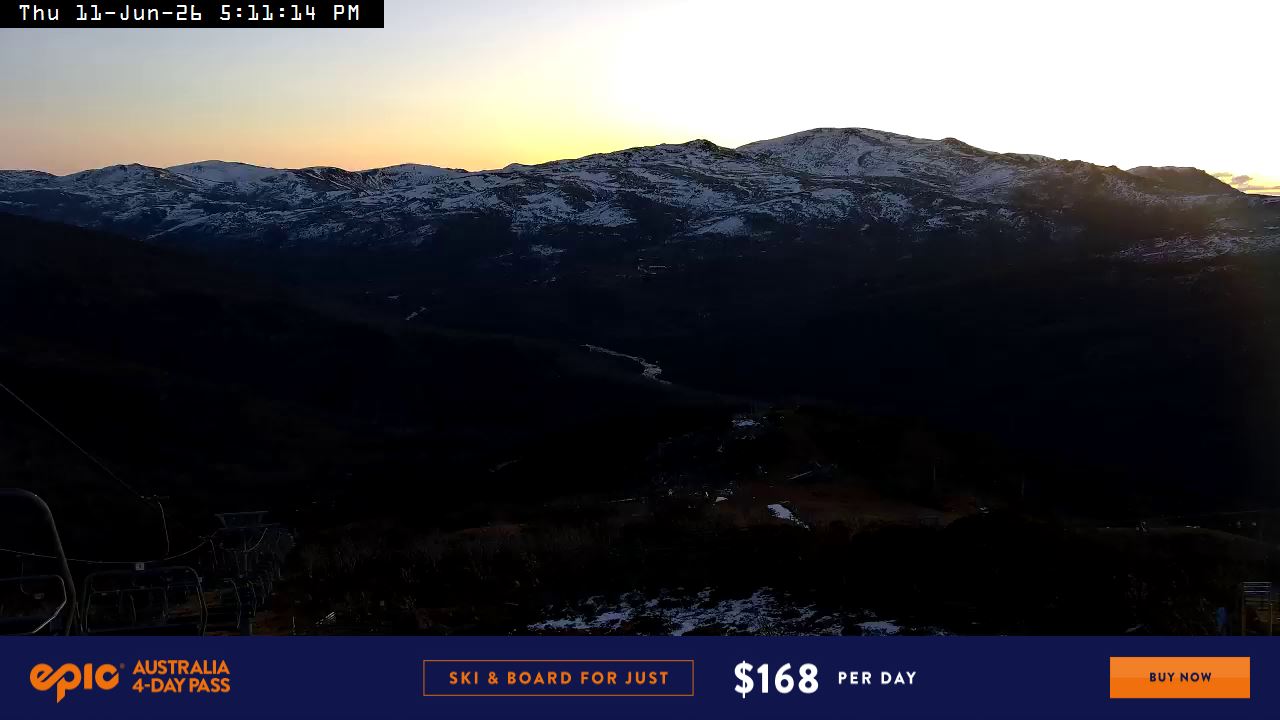 Perisher Top of Freedom snow cam captured at 11 June 2026 at 5:14 pm AEST