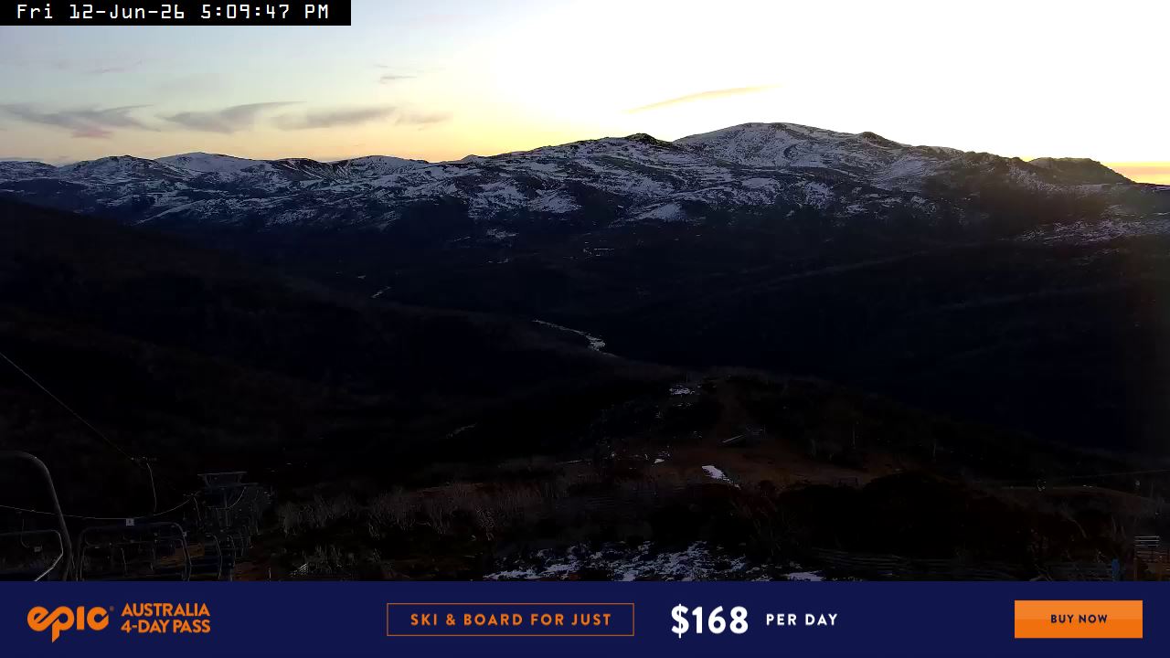 Perisher Top of Freedom snow cam captured at 12 June 2026 at 5:14 pm AEST