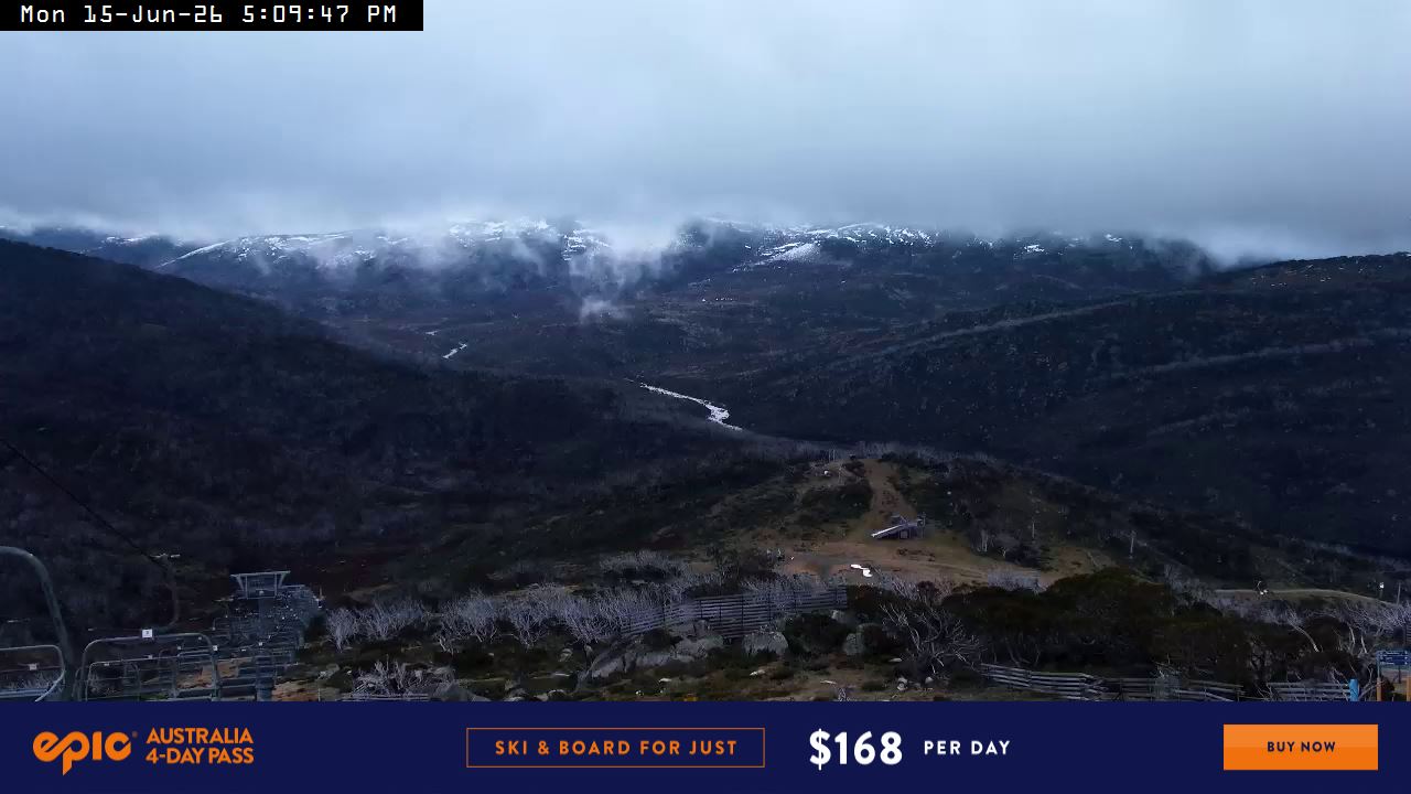 Perisher Top of Freedom snow cam captured at 15 June 2026 at 5:14 pm AEST