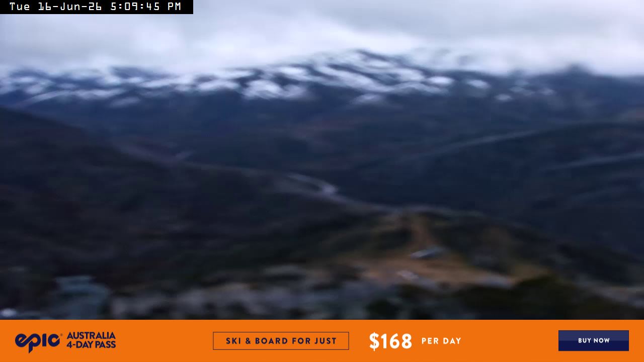 Perisher Top of Freedom snow cam captured at 16 June 2026 at 5:12 pm AEST