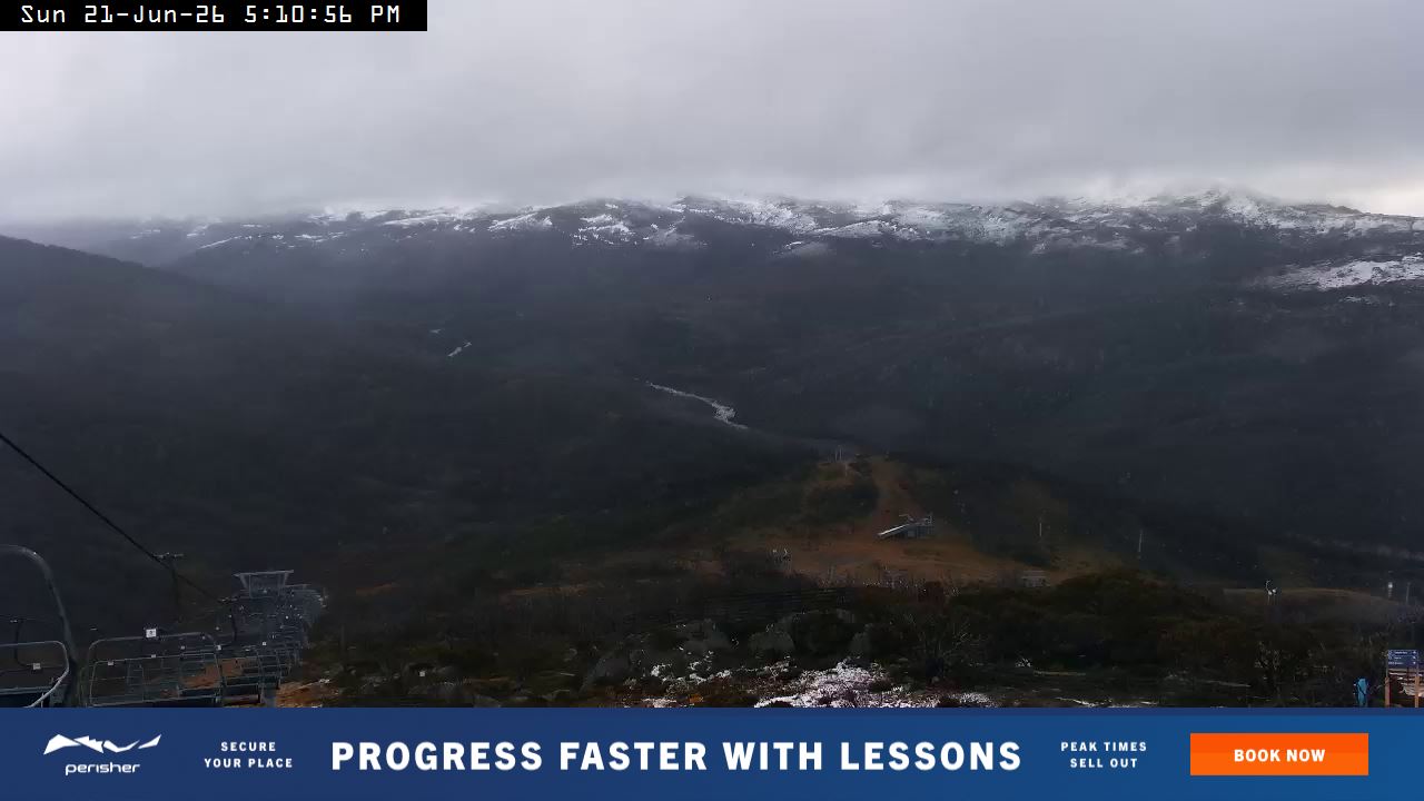 Perisher Top of Freedom snow cam captured at 21 June 2026 at 5:17 pm AEST