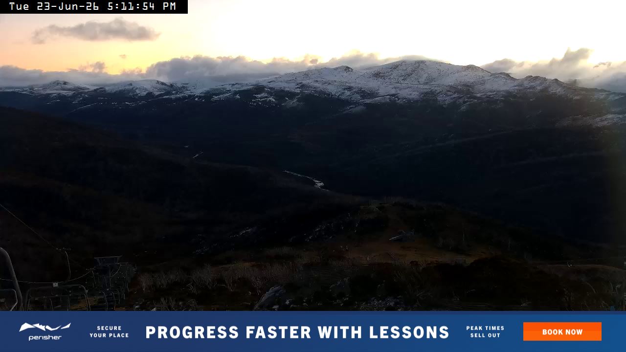 Perisher Top of Freedom snow cam captured at 23 June 2026 at 5:16 pm AEST