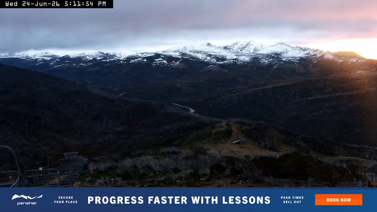 Perisher Top of Freedom snow cam captured at 24 June 2026 at 5:16 pm AEST