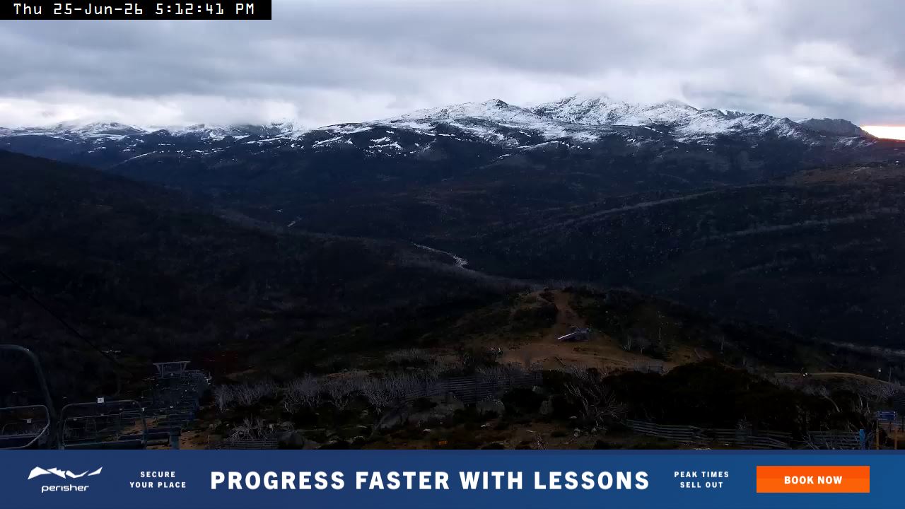 Perisher Top of Freedom snow cam captured at 25 June 2026 at 5:16 pm AEST