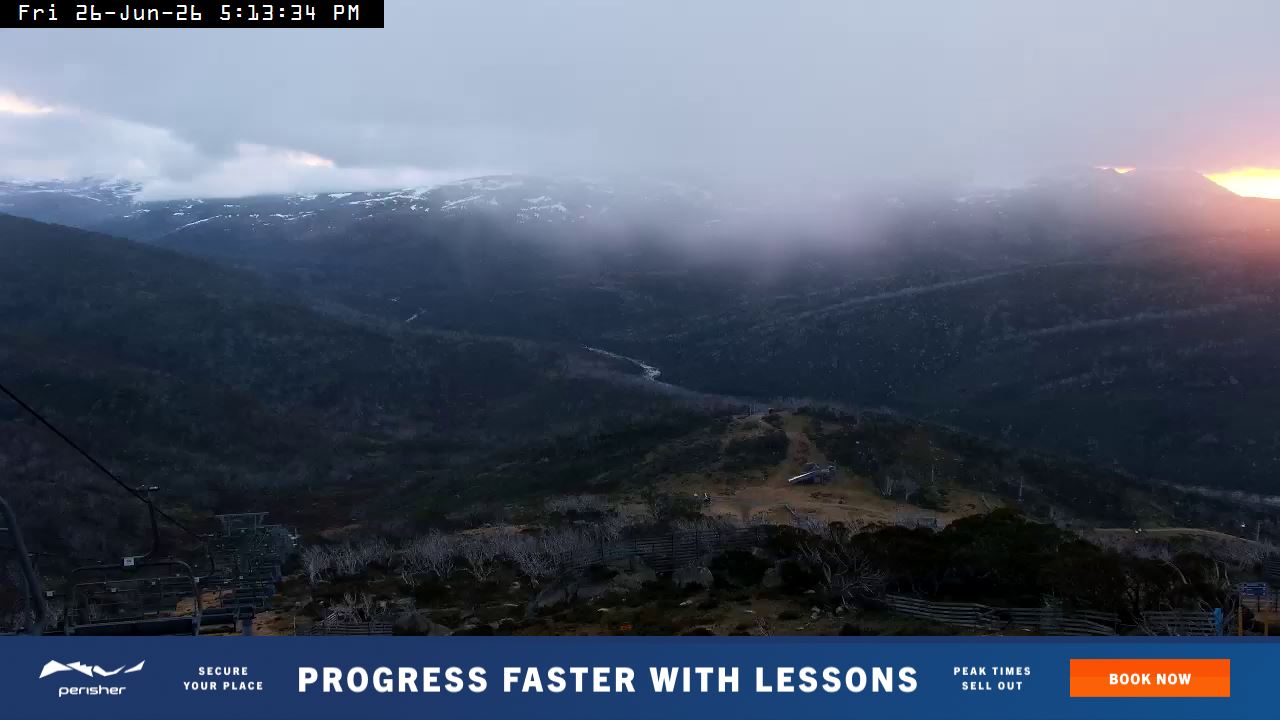 Perisher Top of Freedom snow cam captured at 26 June 2026 at 5:16 pm AEST