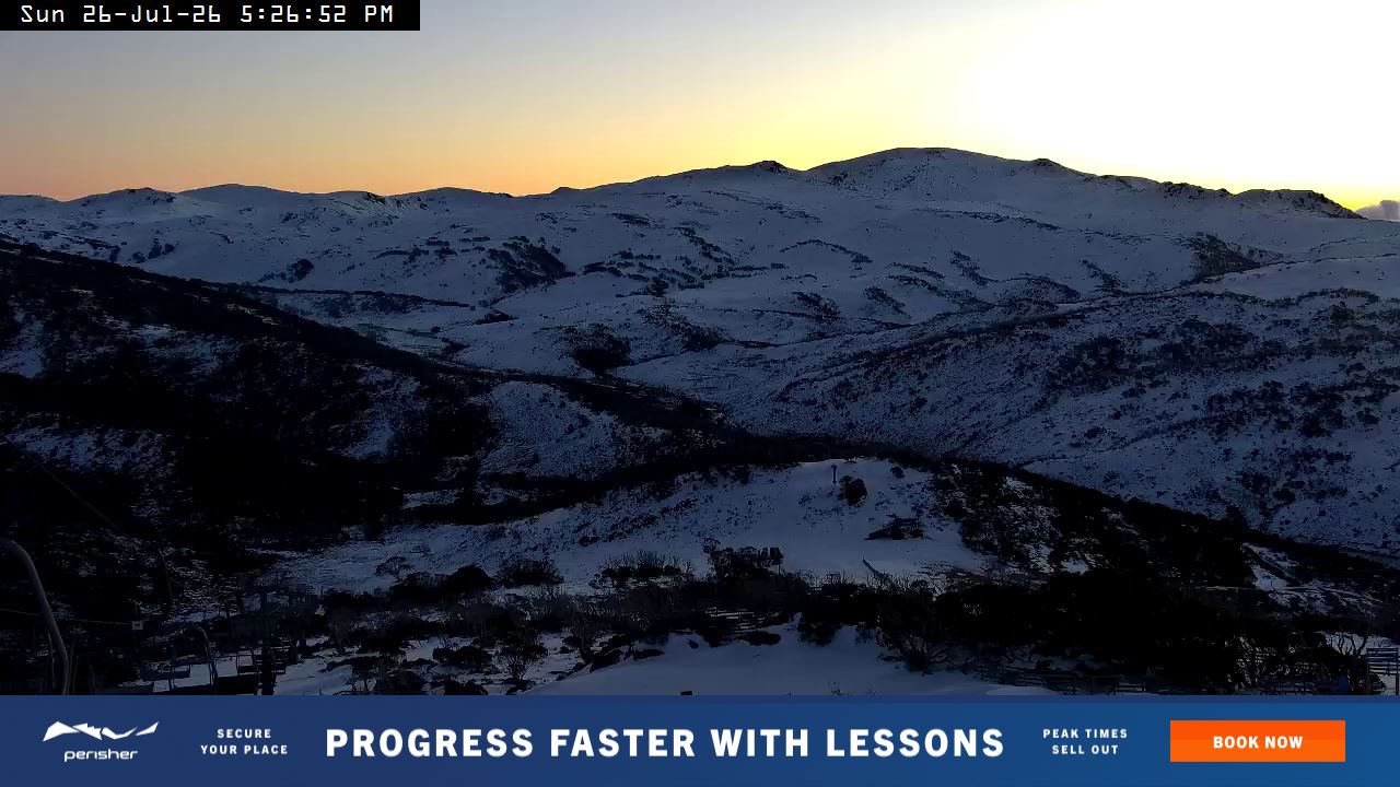 Perisher Top of Freedom snow cam captured at 26 July 2026 at 5:34 pm AEST