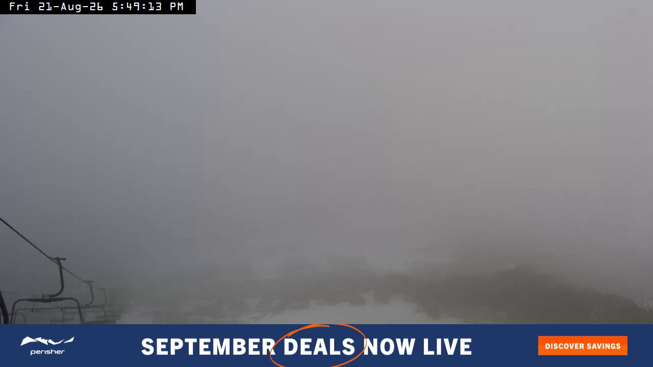 Perisher Top of Freedom snow cam captured at 21 August 2026 at 5:58 pm AEST