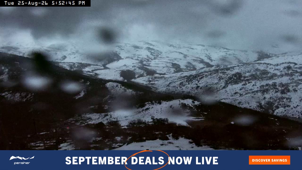 Perisher Top of Freedom snow cam captured at 25 August 2026 at 6:02 pm AEST