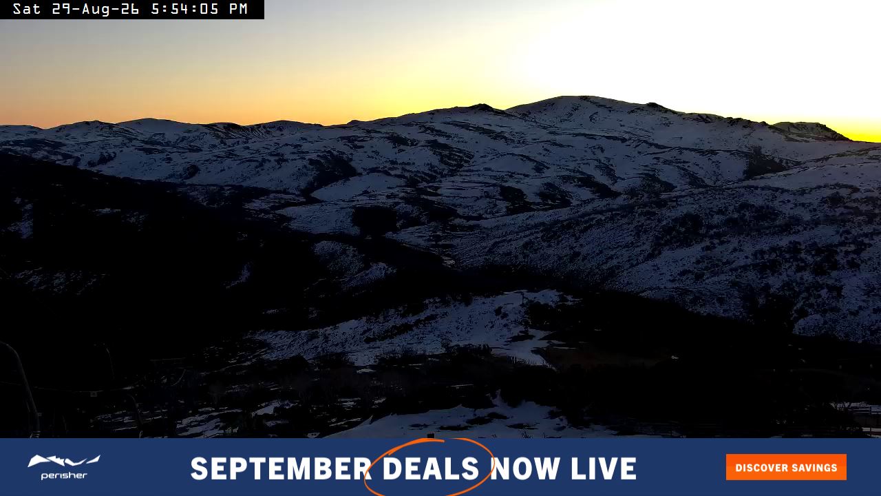Perisher Top of Freedom snow cam captured at 29 August 2026 at 5:55 pm AEST