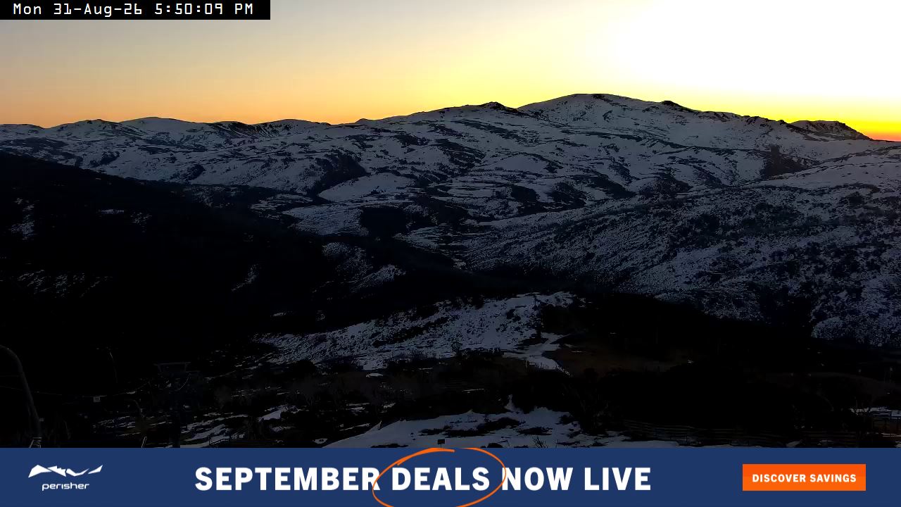 Perisher Top of Freedom snow cam captured at 31 August 2026 at 5:57 pm AEST