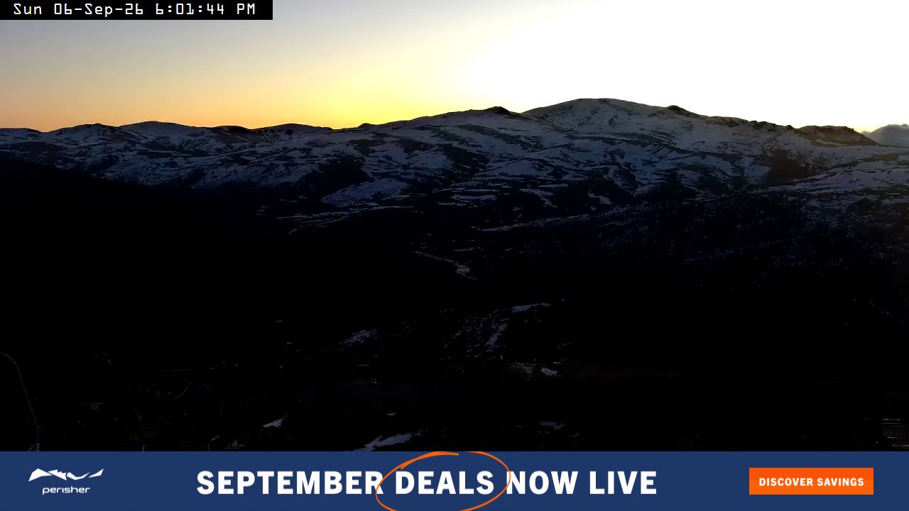 Perisher Top of Freedom snow cam captured at 6 September 2026 at 6:07 pm AEST
