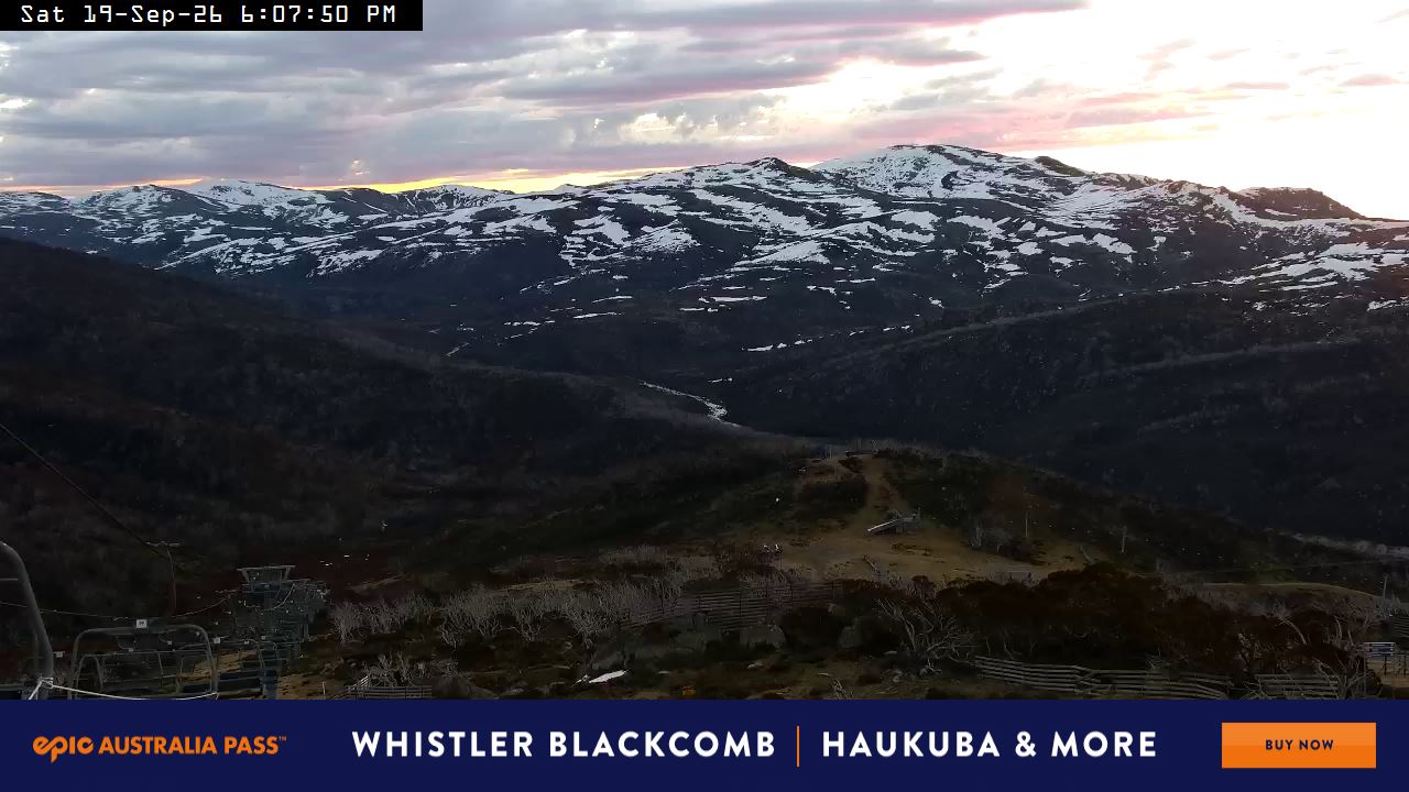 Perisher Top of Freedom snow cam captured at 19 September 2026 at 6:11 pm AEST