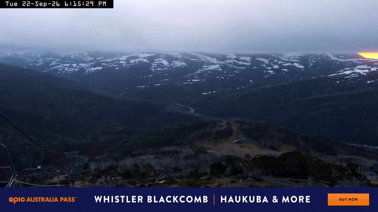 Perisher Top of Freedom snow cam captured at 22 September 2026 at 6:16 pm AEST