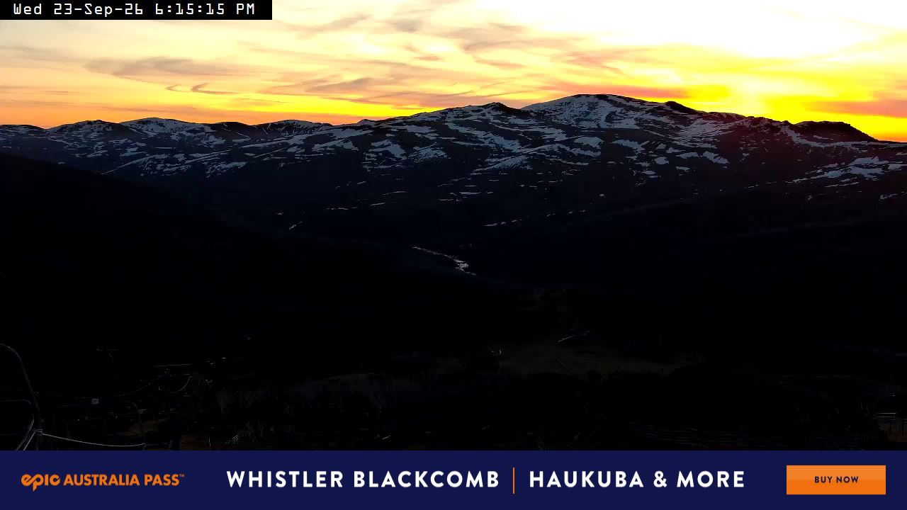 Perisher Top of Freedom snow cam captured at 23 September 2026 at 6:18 pm AEST