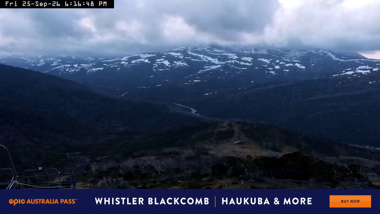 Perisher Top of Freedom snow cam captured at 25 September 2026 at 6:21 pm AEST