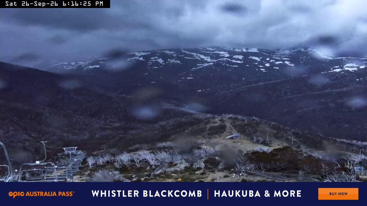 Perisher Top of Freedom snow cam captured at 26 September 2026 at 6:22 pm AEST