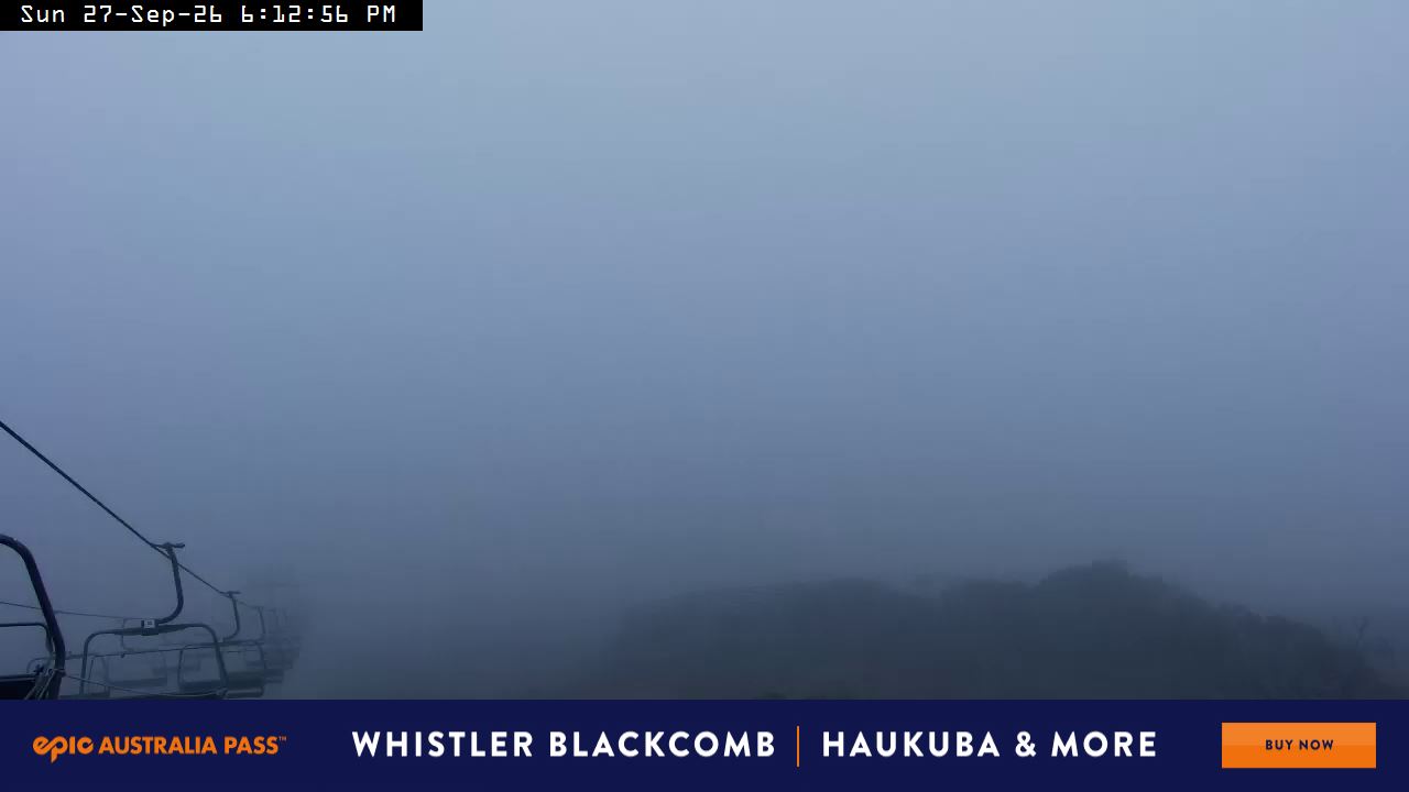 Perisher Top of Freedom snow cam captured at 27 September 2026 at 6:21 pm AEST