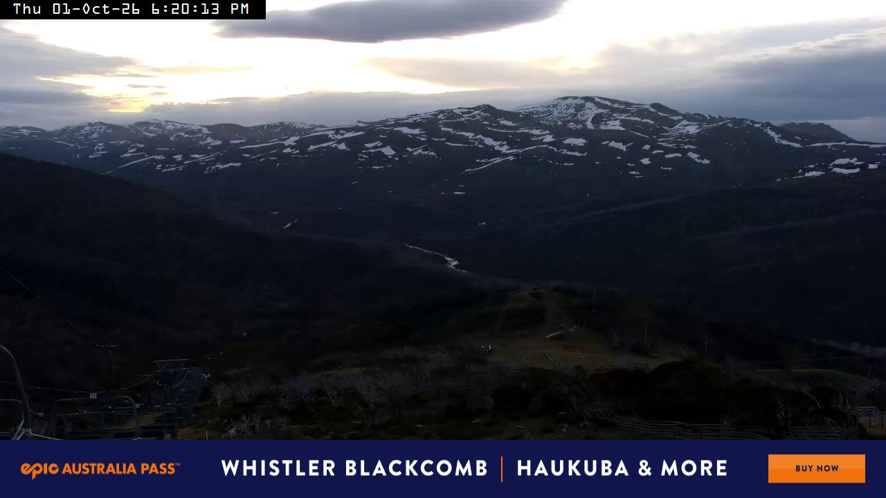 Perisher Top of Freedom snow cam captured at 1 October 2026 at 6:37 pm AEST