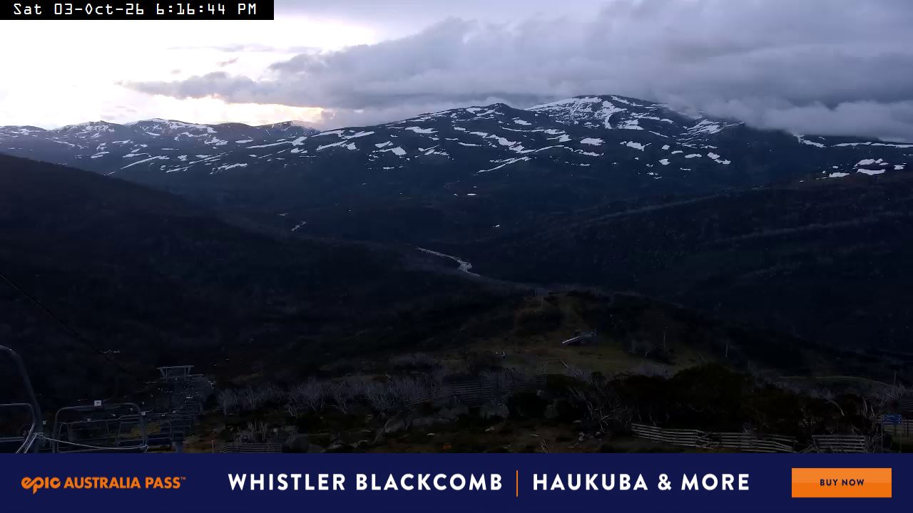 Perisher Top of Freedom snow cam captured at 3 October 2026 at 6:25 pm AEST