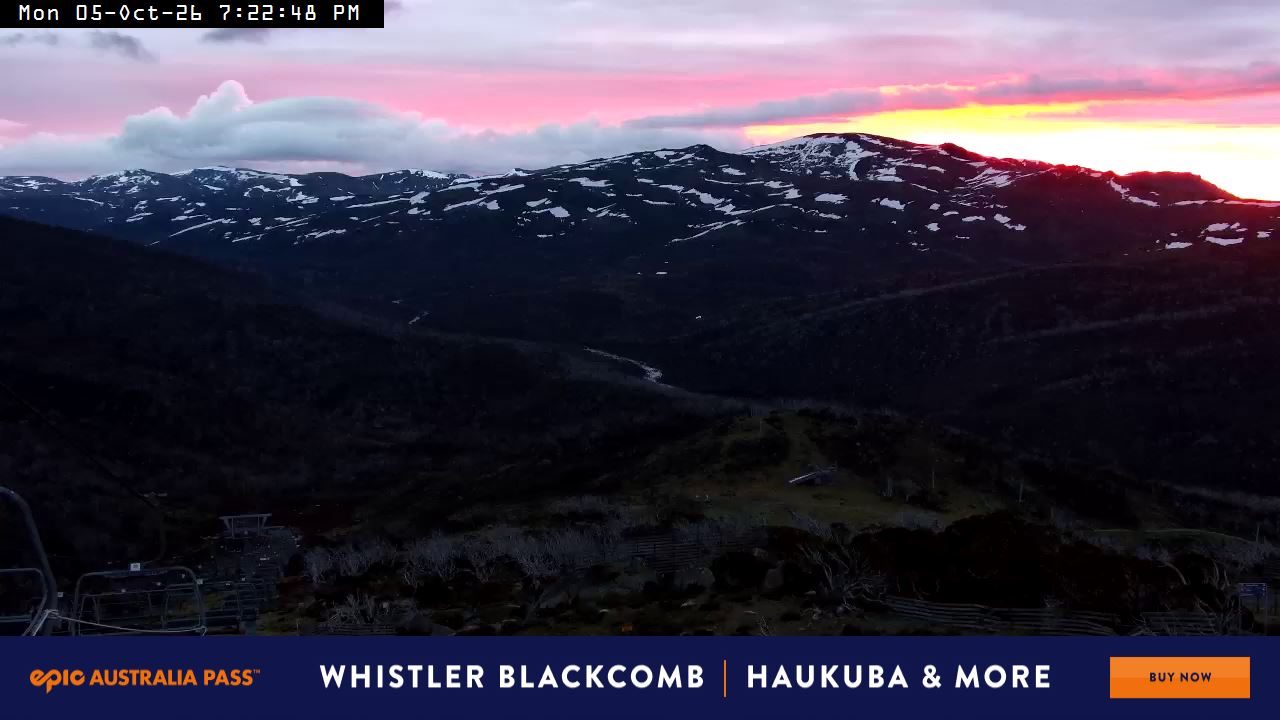 Perisher Top of Freedom snow cam captured at 5 October 2026 at 7:25 pm AEDT