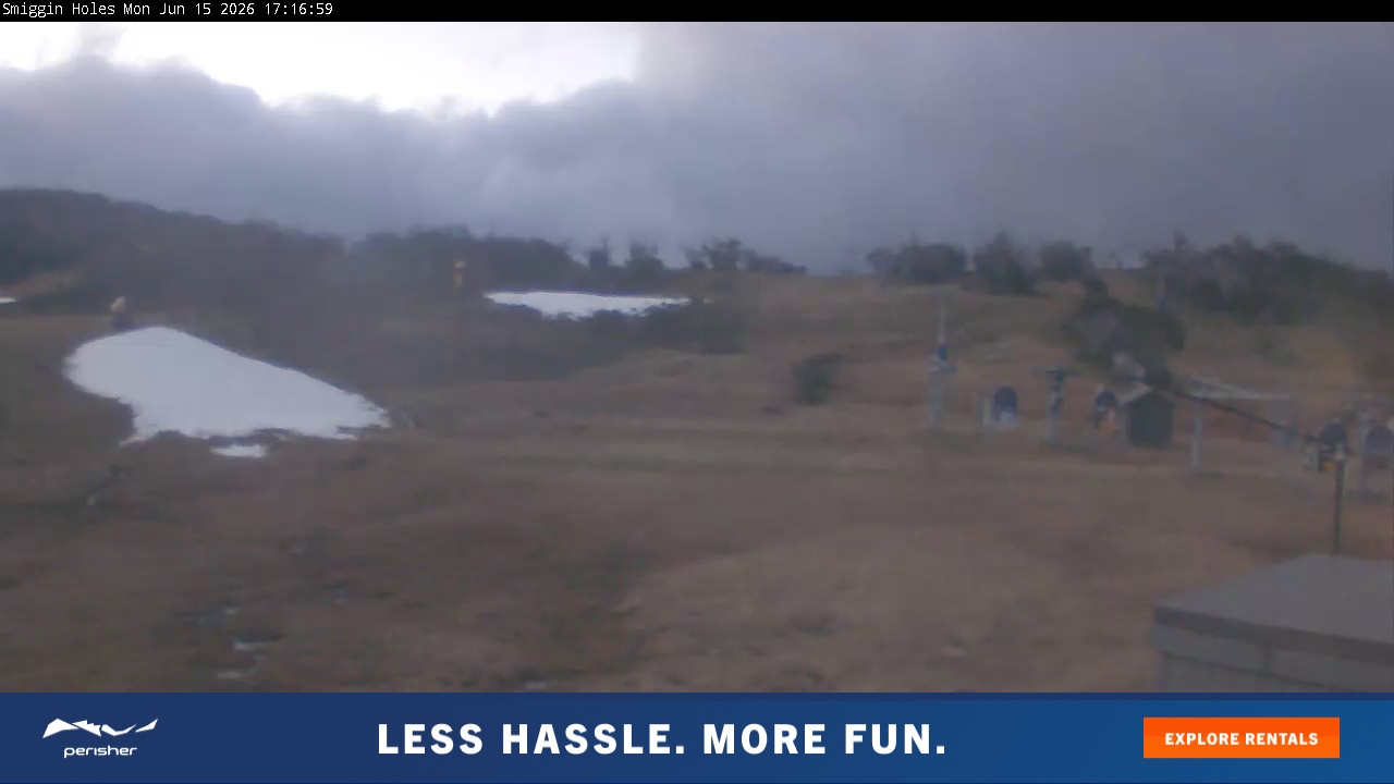 Perisher Smiggin Holes snow cam captured at 15 June 2026 at 5:20 pm AEST