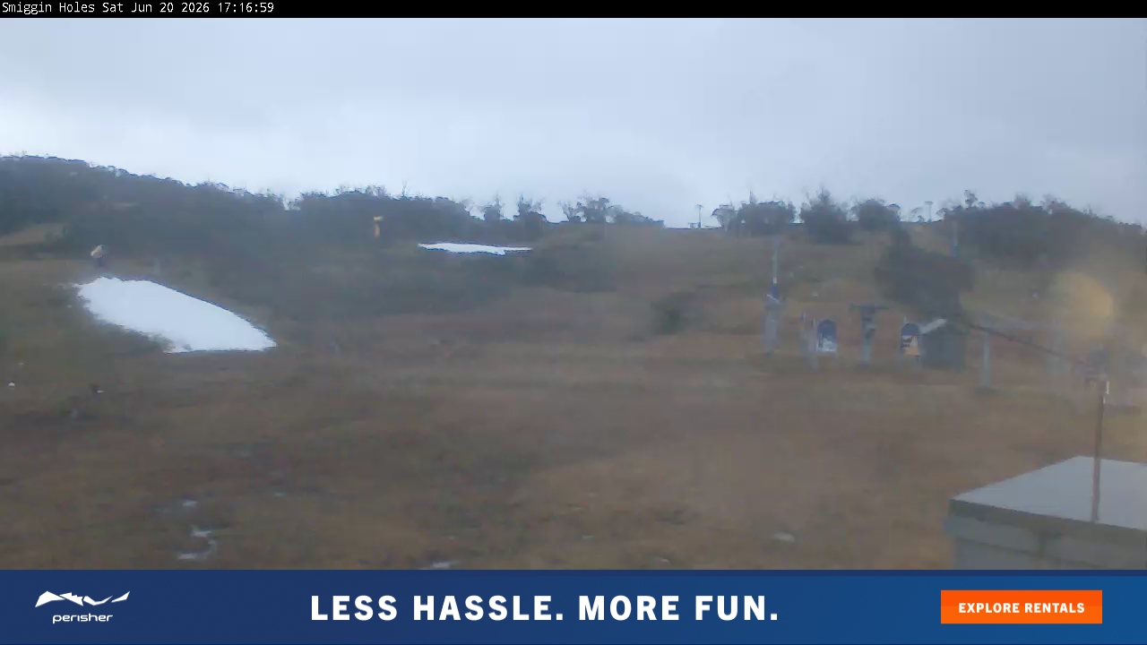 Perisher Smiggin Holes snow cam captured at 20 June 2026 at 5:19 pm AEST