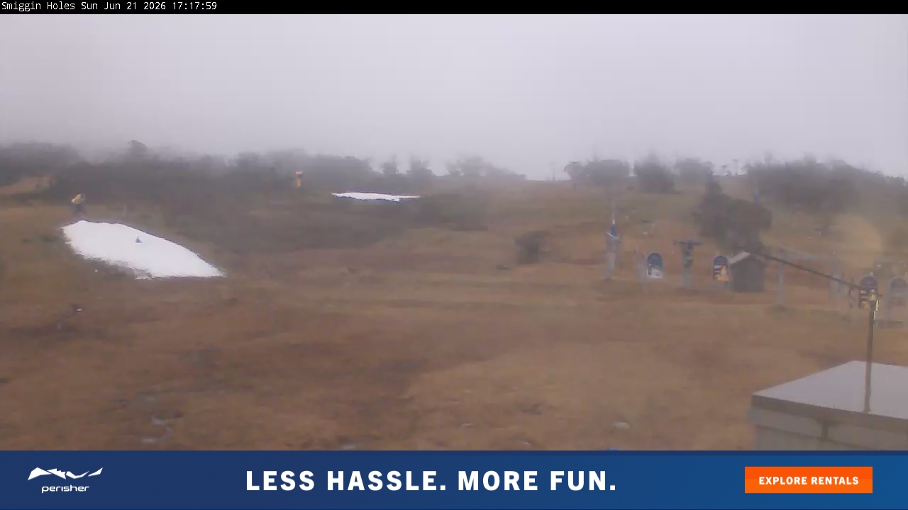 Perisher Smiggin Holes snow cam captured at 21 June 2026 at 5:23 pm AEST