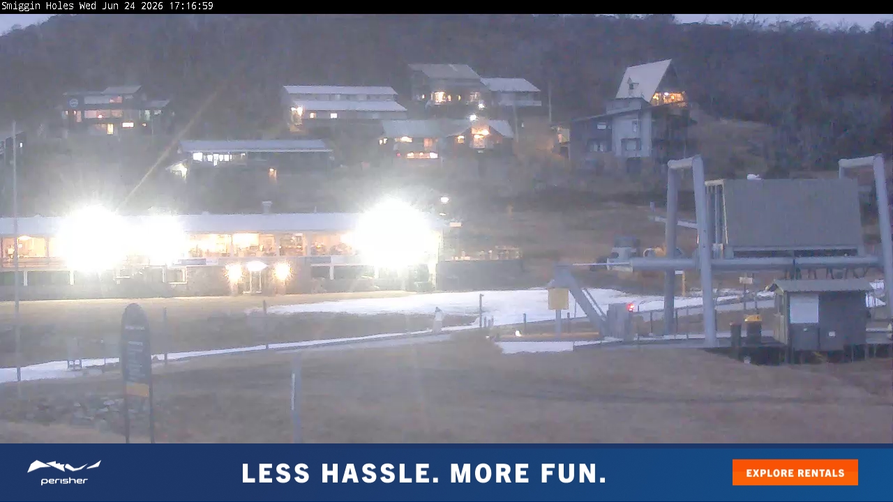 Perisher Smiggin Holes snow cam captured at 24 June 2026 at 5:22 pm AEST
