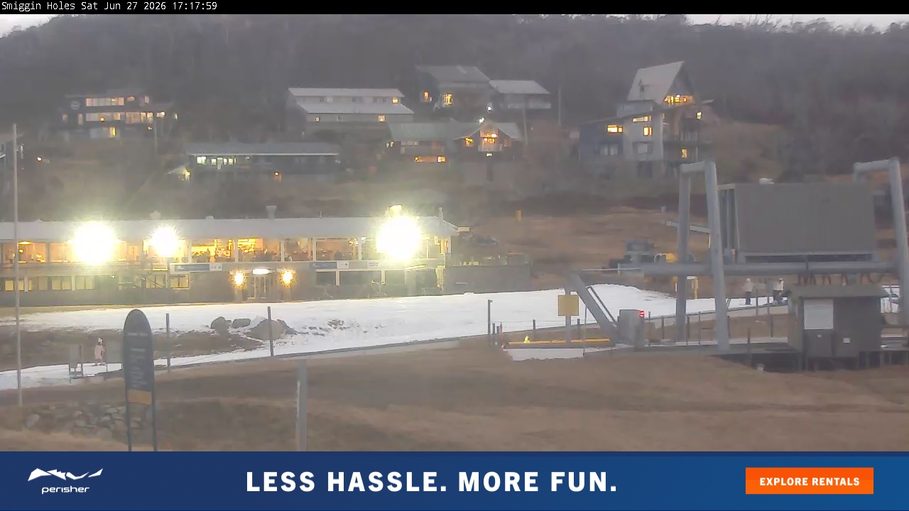 Perisher Smiggin Holes snow cam captured at 27 June 2026 at 5:20 pm AEST