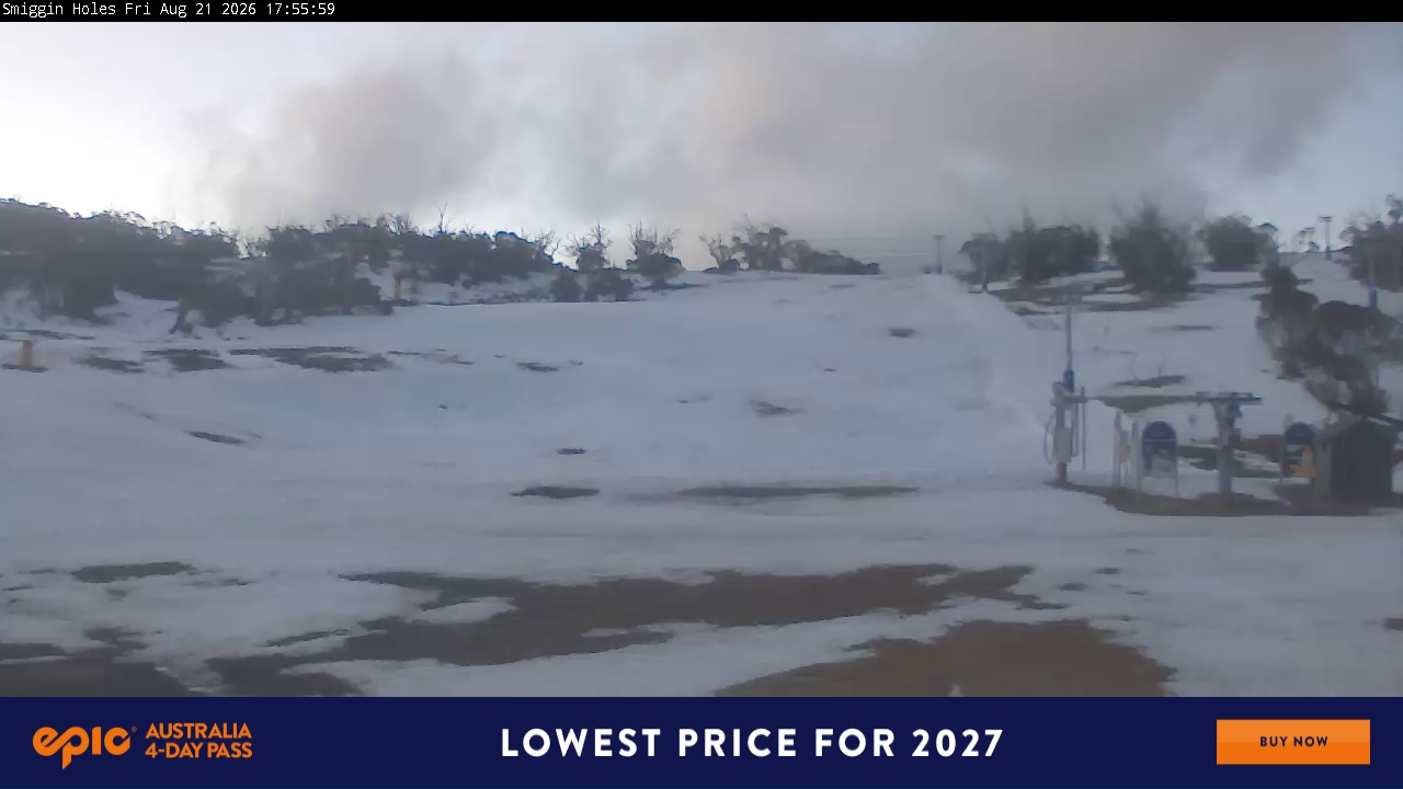 Perisher Smiggin Holes snow cam captured at 21 August 2026 at 5:58 pm AEST